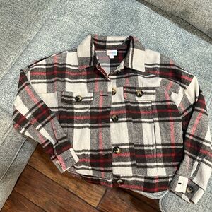 LuLaRoe Plaid Utility Jacket - Black, Red, Gray